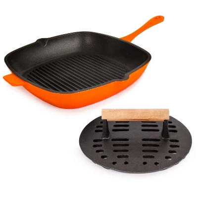 BergHOFF Neo 2Pc Cast Iron Set: 11" Grill Pan & With Slotted Steak Press 11 BergHOFF Neo 2Pc Cast Iron Set: 11" Grill Pan & With Slotted Steak Press - Image 9