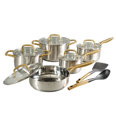 Oster® Oster Davinelle 12 Piece Stainless Steel Cookware Set In Silver With Gold Handle 9 Oster® Oster Davinelle 12 Piece Stainless Steel Cookware Set In Silver With Gold Handle - Image 7