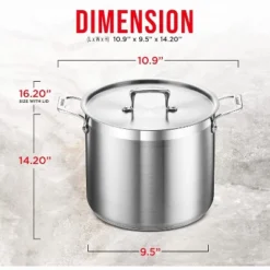Bakken- Swiss Stockpot Brushed Stainless Steel Induction Pot With Lid And Riveted Handles