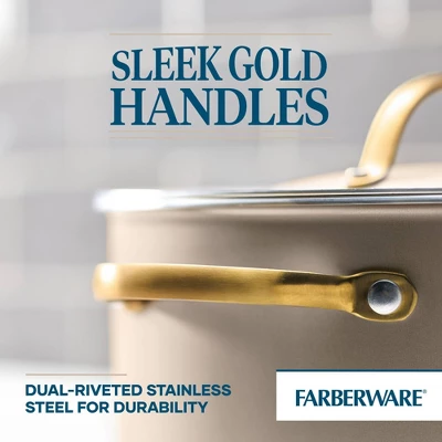 Farberware Radiant 5.5qt Nonstick Dutch Oven With Lid Champagne: Aluminum, Dishwasher-Safe, Round, 5.5qt Capacity 6 Farberware Radiant 5.5qt Nonstick Dutch Oven With Lid Champagne: Aluminum, Dishwasher-Safe, Round, 5.5qt Capacity - Image 4