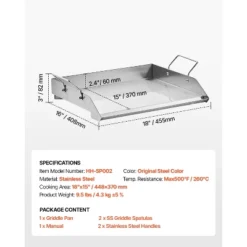 VEVOR Stainless Steel Griddle, 18x16 Inch Universal Flat Top Rectangular Plate, Gas Grill Griddle For BBQ Grill, Teppanyaki, Silver -Cookware Store GUEST 25a8264e a186 4a53 a147 47b75384ce03