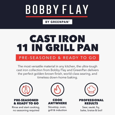Bobby Flay 11" Cast Iron Square Grill With Dual Handles And Spouts 13 Bobby Flay 11" Cast Iron Square Grill With Dual Handles And Spouts - Image 11