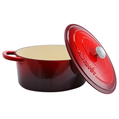 Crock-Pot Crock Pot Artisan 7 Quart Oval Enameled Cast Iron Dutch Oven In Scarlet Red 6 Crock-Pot Crock Pot Artisan 7 Quart Oval Enameled Cast Iron Dutch Oven In Scarlet Red - Image 4