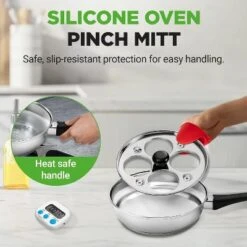 NutriChef Stainless Steel Egg Poacher With 4 Non-Stick Cups, Glass Lid, Oven Mitt, Timer, And Spatula (Silver) -Cookware Store GUEST 293a699b 1630 44e4 89f3 66f07b868c50