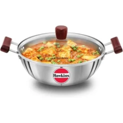 Hawkins 4L Tri Ply Stainless Steel Induction Compatible Deep Fry Pan Kadhai With Glass Lid: Hand Wash, Gas & Induction Safe -Cookware Store GUEST 2a6ba6c1 faa8 4c40 8a87 5c75ea5fed54