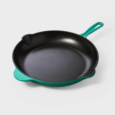 12" Enameled Cast Iron Fry Pan Green - Tabitha Brown For Target: Skillet, Even-Heating, Oven-Safe, Cookware 5 12" Enameled Cast Iron Fry Pan Green - Tabitha Brown For Target: Skillet, Even-Heating, Oven-Safe, Cookware - Image 3