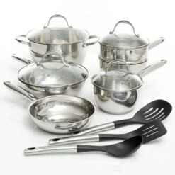 Oster® Oster Ridgewell 13 Piece Stainless Steel Belly Shape Cookware Set In Silver Mirror Polish With Hollow Handle -Cookware Store GUEST 2c58ba92 e400 4bd7 b5f5 cfbea20f8c30