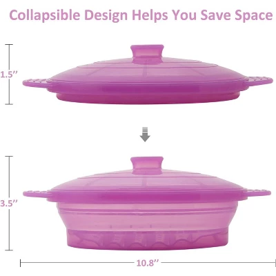 Itopfox Microwave Steamer Cooker Collapsible Bowl With Handle & Lid For Vegetables, Fish, Meal Prep - BPA Free, Dishwasher Safe, Easy Storage, Purple 8 Itopfox Microwave Steamer Cooker Collapsible Bowl With Handle & Lid For Vegetables, Fish, Meal Prep - BPA Free, Dishwasher Safe, Easy Storage, Purple - Image 6