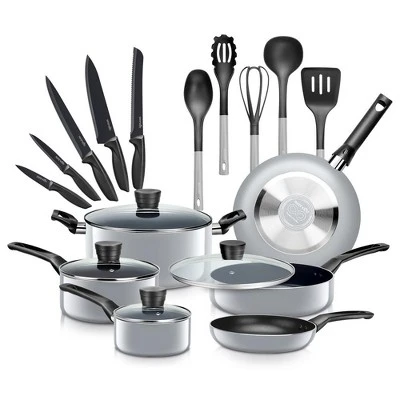 SereneLife 20 Piece Kitchenware Pots & Pans Set – Basic Kitchen Cookware, Black Non-Stick Coating Inside, Heat Resistant Lacquer (Grey) 10 SereneLife 20 Piece Kitchenware Pots & Pans Set – Basic Kitchen Cookware, Black Non-Stick Coating Inside, Heat Resistant Lacquer (Grey) - Image 8