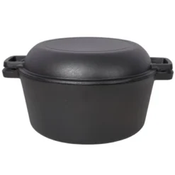 DSVIMOY 2-In-1 Dutch Oven With Dual Handles, 5 Quart Outdoor Camping Deep Pot With Pot Rack For Camping Fireplace Cooking, Black, 12.5"*10.2"*6.2" -Cookware Store GUEST 2fd391e1 0063 4613 b43f db1cb132298a 1