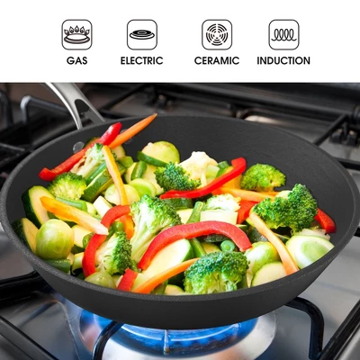 Imarku Professional Cooking Utensil , 12 Inch Nonstick Cast Iron Pan, Frying Pizza Pan,Steak Pan, Ergonomic Grip, PFOA-Free Coating, Dishwasher Safe 5 Imarku Professional Cooking Utensil , 12 Inch Nonstick Cast Iron Pan, Frying Pizza Pan,Steak Pan, Ergonomic Grip, PFOA-Free Coating, Dishwasher Safe - Image 3