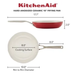 KitchenAid 10" Hard Anodized Ceramic Nonstick Frying Pan Empire Red: KitchenAid Cookware, Hand Wash, Gas & Electric Compatible