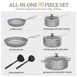 Stone Cookware Set, Ultra Nonstick Pots And Pans Set With Stone-Derived Coating For Kitchen, Granite -Cookware Store GUEST 308b001a c7a8 429a 82a6 918a936fdeb2