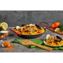 IMUSA 10" Coated Nonstick Paella Pan With Red Handles: Carbon Steel Cookware, Hand Wash, Gas & Electric Compatible -Cookware Store GUEST 314d315c 2a84 4ca1 b451 f4f6f6716d35