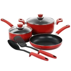 Oster® Oster 7 Piece Non Stick Aluminum Cookware Set In Red -Cookware Store GUEST 32e2207a f52d 42db 8334 e1b86a0d48ad