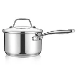 NutriChef Stainless Steel Cookware Saucepan - 2 Quart, Heavy Duty Induction Pot, Saucepan With Lid