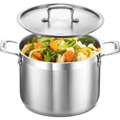 Bakken- Swiss Stockpot Brushed Stainless Steel Induction Pot With Lid And Riveted Handles -Cookware Store GUEST 33cd0155 03a8 4c61 bbe6 45680f35383d