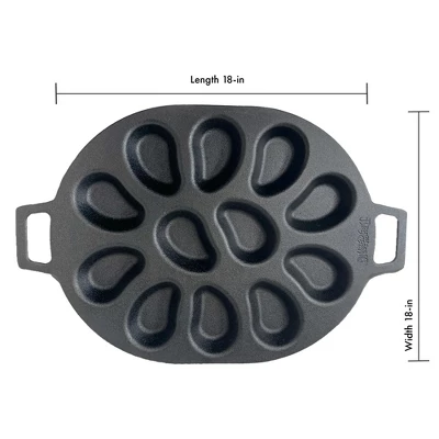 Bayou Classic 7413 Cast Iron 12 Shellfish Shaped Oyster Grill And Serve Kitchen Cooking Pan For Shucked Or Half-Shell Seafood, Black 6 Bayou Classic 7413 Cast Iron 12 Shellfish Shaped Oyster Grill And Serve Kitchen Cooking Pan For Shucked Or Half-Shell Seafood, Black - Image 4