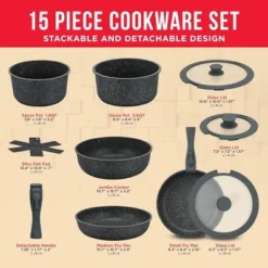 Bakken-Swiss Detachable 13-Piece Cookware Set