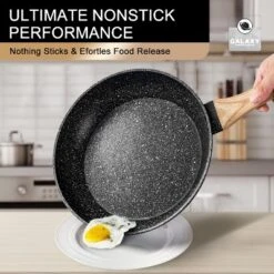 MICHELANGELO Nonstick Frying Pan With Lid, Non Stick Frying Pan With Non-Toxic Coating, Small Skillet With Lid, Granite Pan For All Cooktops
