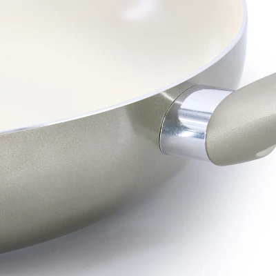 Oster® Oster Newcrest 12 Inch Ceramic Nonstick Round Aluminum Frying Pan In Taupe With Soft Grip Handle 5 Oster® Oster Newcrest 12 Inch Ceramic Nonstick Round Aluminum Frying Pan In Taupe With Soft Grip Handle - Image 3