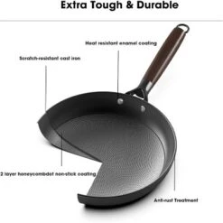 Non Stick Pan, 10 Inch Cast Iron Skillet With Removable Handle, Honeycomb Cooking Surface Cast Iron Pan Dishwasher Safe
