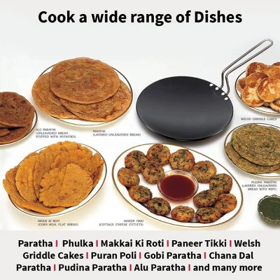 Hawkins Futura Hard Anodized Concave Tava Griddle With Steel Handle: Gas Compatible, Aluminum Surface, Hand Wash 6 Hawkins Futura Hard Anodized Concave Tava Griddle With Steel Handle: Gas Compatible, Aluminum Surface, Hand Wash - Image 4