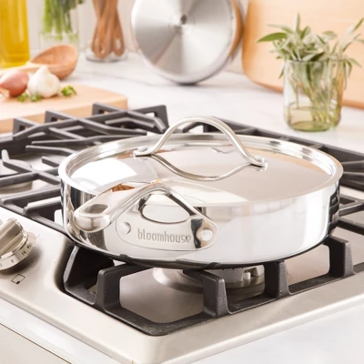 Bloomhouse 10 Inch Triply Stainless Steel Fry Pan W/ Lid W/ Non-Stick Non-Toxic Pro Ceramic Interior Frying Pan 4 Bloomhouse 10 Inch Triply Stainless Steel Fry Pan W/ Lid W/ Non-Stick Non-Toxic Pro Ceramic Interior Frying Pan - Image 2