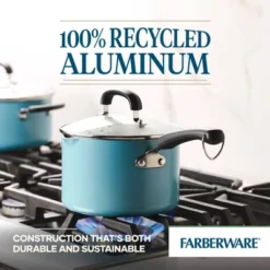 Farberware Eco Advantage 3qt Ceramic Nonstick Straining Saucepan With Lid Aqua: Dishwasher-Safe Sauce Pot, Gas & Electric Compatible -Cookware Store GUEST 3896bfc0 4cda 4824 9a32 14f284380c7e