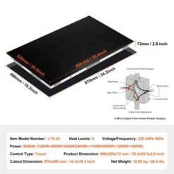 VEVOR Electric Cooktop, 36 Inch 5 Burners Built-in Electric Stove Top, 8600W Ceramic Top Radiant Cooktop With Glass Panel, Touch Control, Timer -Cookware Store GUEST 39e9f0c9 b533 4fab b5ed c7a7b63160b0