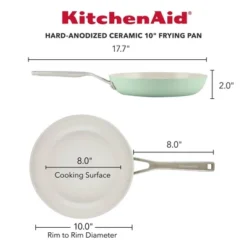 KitchenAid Hard Anodized 10" Nonstick Ceramic Frying Pan - Pistachio: 10 Inch Stir Fry Pan, Stainless Steel Handle, Hand Wash