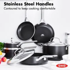 OXO Agility Series 10pc Ceramic Nonstick Aluminum Cookware Set Black: Induction Compatible, Dishwasher-Safe, Lifetime Warranty -Cookware Store GUEST 3b49615d 1e8c 4a74 b985 667805319159