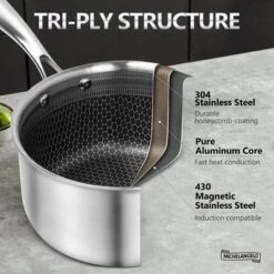 MICHELANGELO Stainless Steel Saucepan Set, Premium Triple Ply Sauce Pan With Lid, Sauce Pot With Honeycomb Interior 13 MICHELANGELO Stainless Steel Saucepan Set, Premium Triple Ply Sauce Pan With Lid, Sauce Pot With Honeycomb Interior -Cookware Store GUEST 3bc72247 52d1 4f13 9c8b 1a5263060360
