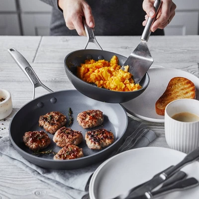 GreenPan Paris Pro Hard Anodized Healthy Ceramic Nonstick 8" And 10" Open Frying Pan Set - Gray 7 GreenPan Paris Pro Hard Anodized Healthy Ceramic Nonstick 8" And 10" Open Frying Pan Set - Gray - Image 5