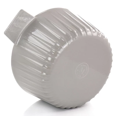 Gibson Enameled Cast Iron 5 Quart Embossed Stripe Dutch Oven With Lid In Warm Grey 7 Gibson Enameled Cast Iron 5 Quart Embossed Stripe Dutch Oven With Lid In Warm Grey - Image 5