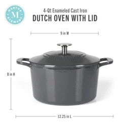 Martha Stewart Gatwick 4 Quart Enamel Cast Iron Dutch Oven - Grey