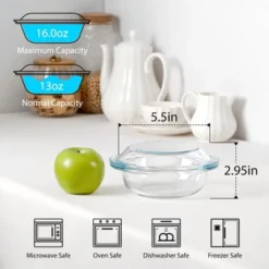 Itopfox Mini Glass Casserole Dish With Lid, Oven & Microwave Safe Bakeware, Versatile For Baking Serving & Storing Food Perfect Gift For Any Occasion
