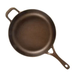 Bloomhouse Natural Bronze Finish Cast Iron Skillet With Long Handle, Helper Handle & Olive Wood Trivet -Cookware Store GUEST 3e05c22c 6dca 4983 8668 a02846f54c25