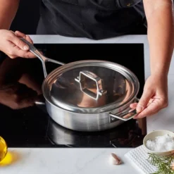 Demeyere Essential 5-ply 3-qt Stainless Steel Saute Pan With Lid