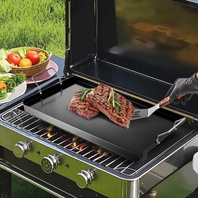 VEVOR Carbon Steel Griddle, 24x16 Inch Universal Flat Top Rectangular Plate, Gas Grill Griddle For BBQ Grill, Teppanyaki, Black 3 VEVOR Carbon Steel Griddle, 24x16 Inch Universal Flat Top Rectangular Plate, Gas Grill Griddle For BBQ Grill, Teppanyaki, Black