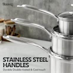 MICHELANGELO Stainless Steel Saucepan Set, Premium Triple Ply Sauce Pan With Lid, Sauce Pot With Honeycomb Interior 14 MICHELANGELO Stainless Steel Saucepan Set, Premium Triple Ply Sauce Pan With Lid, Sauce Pot With Honeycomb Interior -Cookware Store GUEST 409d2b75 7525 45e5 9a80 61ad41254a3a