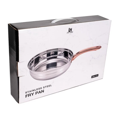 Lexi Home 2.4 Quart Matte Stainless Steel Frying Pan With Polished Stripes 3 Lexi Home 2.4 Quart Matte Stainless Steel Frying Pan With Polished Stripes