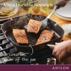Anolon Advanced Home 11" Deep Square Grill Pan With Pour Spouts Bronze: Hard Anodized Nonstick, 11-Inch Griddle -Cookware Store GUEST 427c4d3e 4fe3 4a36 b148 da0f913be4f1
