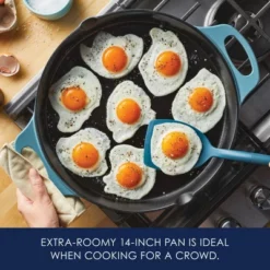 Rachael Ray 14" Nitro Cast Iron Skillet With Side Handle Agave Blue: Double Handled, 14 Inch, Electric & Gas Compatible -Cookware Store GUEST 4319a769 c9c5 48ed 8320 1d2bd2c70e10