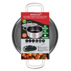 Brentwood 3-Ply Hybrid Non-Stick Stainless Steel Dutch Oven With Tempered Glass Lid
