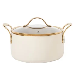 Bloomhouse 6 Quart Heavy Duty Aluminum Premium PFA Free Ceramic Nonstick Dutch Oven Pot With Lid - Linen White With Gold Handle -Cookware Store GUEST 43bd6fe0 6f6a 4062 bf46 ad1b30d6b1ab