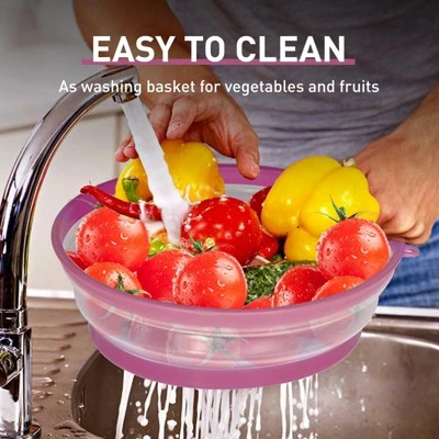 Itopfox Collapsible Microwave Splatter Cover With Vent Holes, Foldable Lid For Dishes & Bowls, Multi-Use Kitchen Splatter Guard & Colander (Purple) 7 Itopfox Collapsible Microwave Splatter Cover With Vent Holes, Foldable Lid For Dishes & Bowls, Multi-Use Kitchen Splatter Guard & Colander (Purple) - Image 5