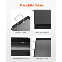 VEVOR Carbon Steel Griddle, 24x16 Inch Universal Flat Top Rectangular Plate, Gas Grill Griddle For BBQ Grill, Teppanyaki, Black 12 VEVOR Carbon Steel Griddle, 24x16 Inch Universal Flat Top Rectangular Plate, Gas Grill Griddle For BBQ Grill, Teppanyaki, Black -Cookware Store GUEST 442ee0a1 07d1 44f9 bd51 0293472ead5d