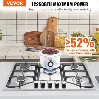 Gas Cooktop 30 Inch, Max 12250BTU 5 Burners Built-in Stainless Steel Gas Stove Top 9 Gas Cooktop 30 Inch, Max 12250BTU 5 Burners Built-in Stainless Steel Gas Stove Top - Image 7