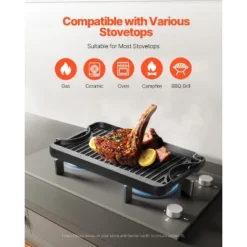 VEVOR Reversible Grill/Griddle, 14x8.5 Inch Pre-Seasoned Cast Iron Griddle, Portable Rectangular Pan With Handle, Family Cookware, Black -Cookware Store GUEST 44e10a71 056f 4c74 b37f b856cdadfff4